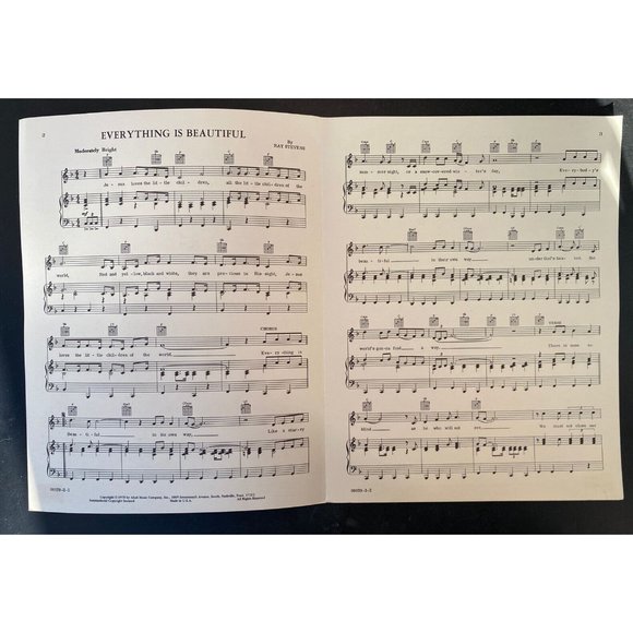 Vintage 1970 Sheet Music “Everything Is Beautiful” by Ray Stevens Thick Paper - Picture 2 of 3